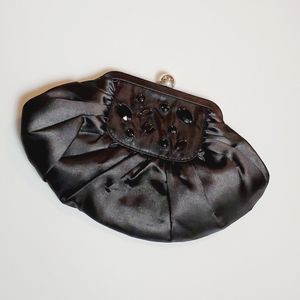 White House Black Market Satin Beaded Evening Bag/Clutch